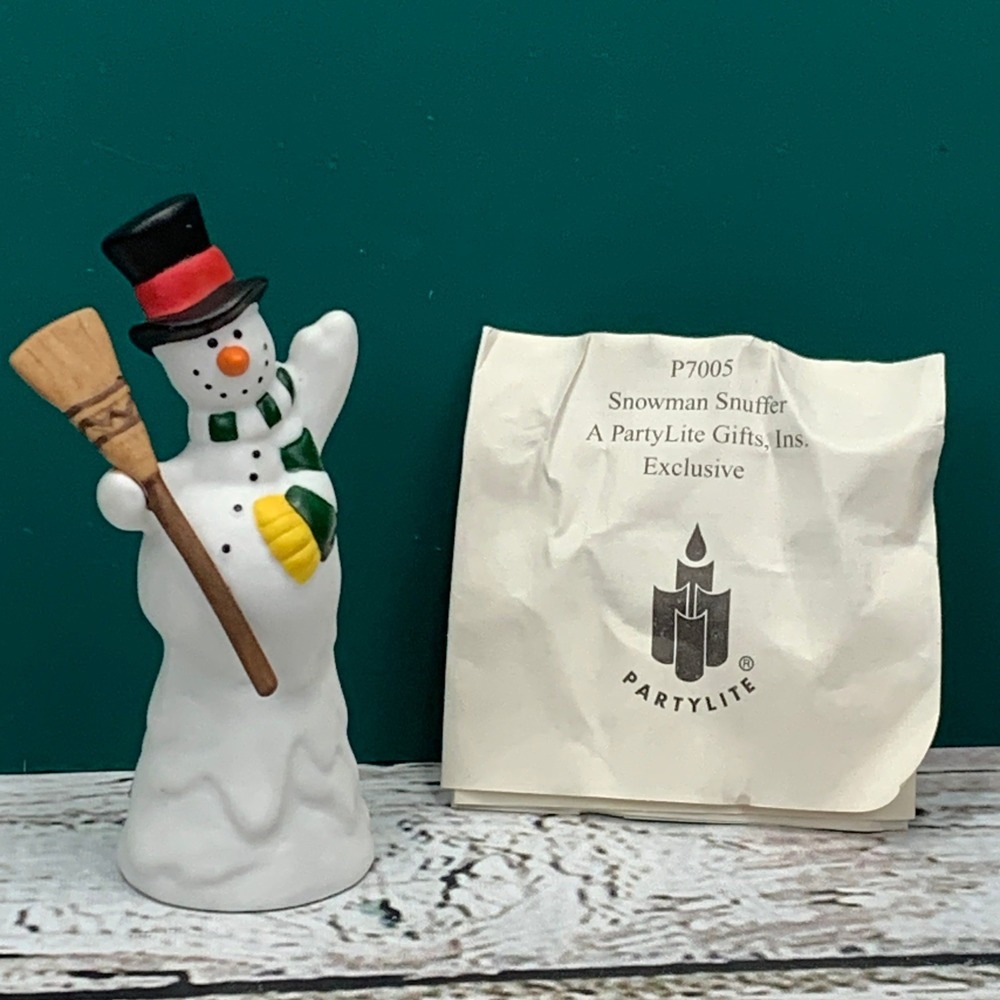 PartyLite Snowman Snuffer Candle Accessory Holiday Decor P7005 w/‎ Box